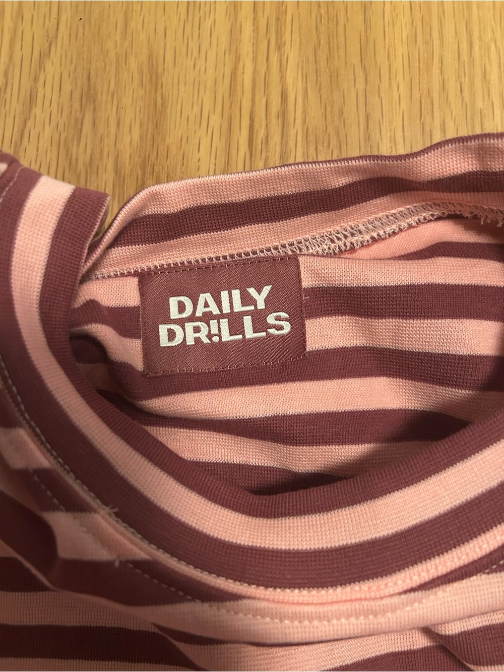 Daily Drills Striped Cotton Long Sleeve - Wine + Dusty Rose Stripe Size M/L - Picture 5 of 9